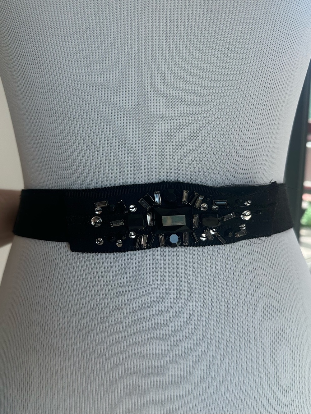 BCBGMaxAzria Black Embellished Stretch Waist Belt